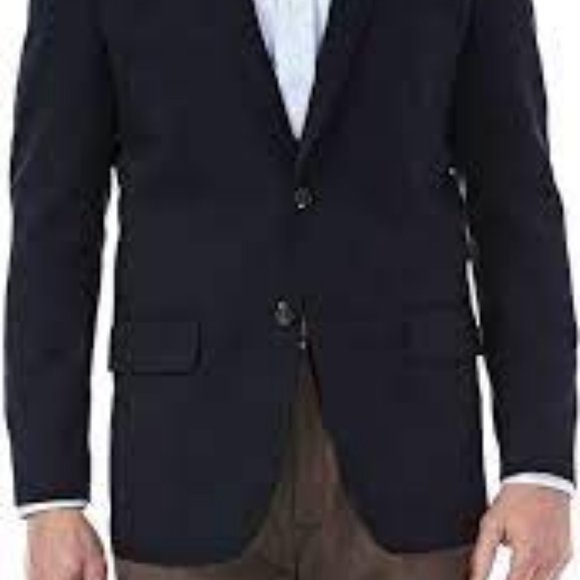 NWT HAGGAR MEN'S IN MOTION TAILORED FIT STRETCH BLAZER NAVY 46L (LONG) - Picture 4 of 9